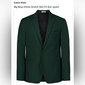 Calvin Klein Big Boys Infinite Stretch X Slim Fit Suit Jacket, Dk Green 16 Reg